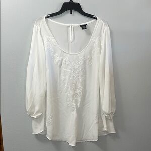 Torrid White Puff Sleeve Blouse with Embellished Details